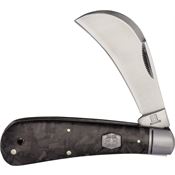 Rough Rider 1998 Midnight Ice Hawkbill Knife Black Carbon Fiber Handles