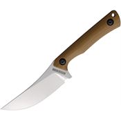 Rough Rider 2709 Stonewash Upswept Fixed Blade Knife Brown G10 Handles