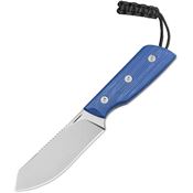 Straight Line 8DGBC Digger Stonewash Fixed Blade Knife Blue Micarta Handles