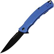 V NIVES 33GPBBL Black Rambo Shorty Pro Black D2 Carbon Steel Clip Point Linerlock Knife Blue G10 Handles