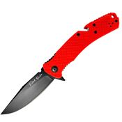 V NIVES 35FPBR Black Rambo Utility Pro Black Clip Point Knife Red FRN Handles