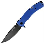 V NIVES 35GPBBL Black Rambo Utility Pro Black D2 Carbon Steel Clip Point Knife Blue G10 Handles