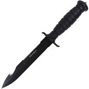 V NIVES FB32FPBBK Black Rambo Savage Black D2 Carbon Steel Drop Point Fixed Blade Knife Black Handles
