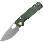 Vosteed A2603 Porcupine Top Stonewash Drop Point Linerlock Knife Green Micarta Handles