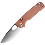 Vosteed A2604 Porcupine Top Satin Drop Point Linerlock Knife Brown Micarta Handles