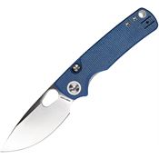 Vosteed A2605 Porcupine Top Satin Drop Point Linerlock Knife Blue Micarta Handles