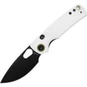 Vosteed A2606 Porcupine Top Black Stonewash Drop Point Linerlock Knife White G10 Handles
