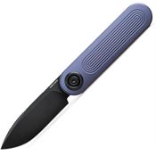 Vosteed A3706 Corgi-V Black Stonewash Drop Point Vanchor Lock Knife Blue Aluminum Handles
