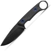 Vosteed D0301 Fullback Black Stonewash Drop Point Fixed Blade Knife Black Micarta Handles