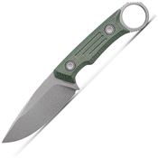 Vosteed D0302 Fullback Stonewash Drop Point Fixed Blade Knife Green Micarta Handles