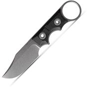 Vosteed D0501 Quokka-O Stonewash Bowie Fixed Blade Knife Black Micarta Handles