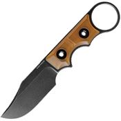 Vosteed D0503 Quokka-O Black Stonewash Bowie Fixed Blade Knife Amber PEI Handles