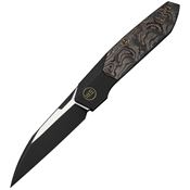 WE 240071 Brr15 Two-Tone Wharncliffe Bolster Lock Knife Black Stonewash Titanium/Copper Foil Carbon Fiber Handles
