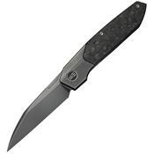 WE 240073 Brr15 Gray Polished Wharncliffe Bolster Lock Knife Gray Titanium/Shreadded Foil Carbon Fiber Handles