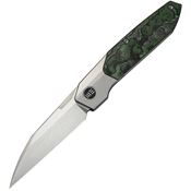 WE 240074 Brr15 Satin Wharncliffe Bolster Lock Knife Gray Titanium/Jungle Wear Fat Carbon Fiber Handles