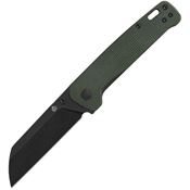QSP 130V2C2 Penguin Black Stonewash D2 Carbon Steel Sheepsfoot Linerlock Knife Green Micarta Handles