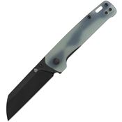 QSP 130V2G2 Penguin Black Stonewash D2 Carbon Steel Sheepsfoot Linerlock Knife Jade G10 Handles