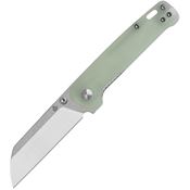 QSP 130V2G1 Penguin Two-Tone D2 Carbon Steel Sheepsfoot Linerlock Knife Jade G10 Handles