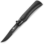 Old Bear 939319MNN Medium Black Part Serrated Folder Knife Black Wood Handles