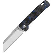 QSP 130V2E1 Penguin Two-Tone D2 Carbon Steel Sheepsfoot Linerlock Knife Black/Blue Carbon Fiber Handles