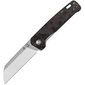 QSP 130V2F1 Penguin Two-Tone D2 Carbon Steel Sheepsfoot Linerlock Knife Black/Red Carbon Fiber Handles