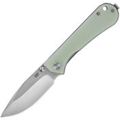 NuKnives 131005 Kumpanter Satin D2 Carbon Steel Drop Point Linerlock Knife Jade G10 Handles