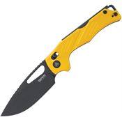 SRM 239XGY Mirage 239X Black Stonewash Ambi Lock Knife Yellow G10 Handles