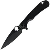 Daggerr F22FBB Zhalo Black D2 Carbon Steel Spear Point Framelock Knife Black Handles