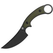 QSP 166B2 Viper Black Stonewash Clip Point Fixed Blade Knife OD Green G10 Handles