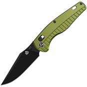 QSP 165B2 Reptile Black Clip Point Glyde Lock Knife OD Green Alum Handles