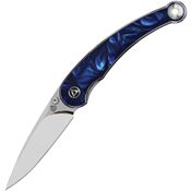 QSP 161E Dolphin Spear Point Linerlock Knife Blue Resin Handles