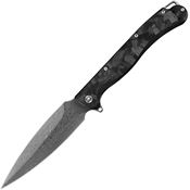 Daggerr VDDMSK30 Vendetta Damascus Dagger Framelock Knife Carbon Fiber Handles