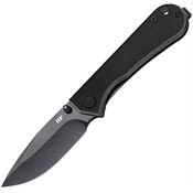 NuKnives 131008 Kumpanter Black Stonewash D2 Carbon Steel Drop Point Linerlock Knife Black G10 Handles