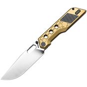 Artisan 1878GGL Beest Sand Blast Drop Point Framelock Knife Gold Titanuim/Carbon Fiber Handles