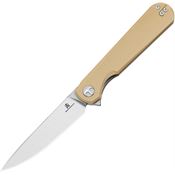 Bestech MK13C Bestechman Flick Two-Tone D2 Carbon Steel Linerlock Knife Tan G10 Handles