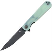 Bestech MK13E Bestechman Flick Black D2 Carbon Steel Linerlock Knife Jade G10 Handles
