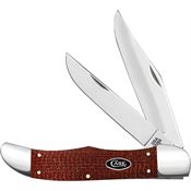Case XX 12274 Carbon Steel Folding Hunter Knife Dark Red Micarta Handles