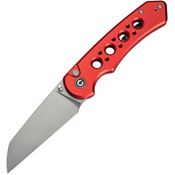 Civivi 240672 Pragma Prime Stonewash Wharncliff Button Lock Knife Red Handles