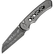 Civivi 24067DS1 Pragma Prime Damascus Wharncliff Button Lock Knife Gray Handles