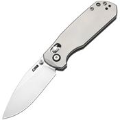 CJRB 1954GGY Maximal Stonewash Drop Point Crossbar Lock Knife Gray Titanium Handles