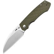 CJRB 1962GN Kestrel Stonewash Wharncliffe Linerlock Knife Green G10 Handles