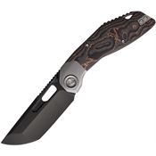 Ketuo M035 Yakuza Black Tanto Framelock Knife Copper Foil Carbon Fiber Handles