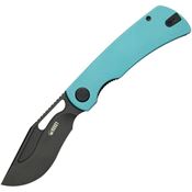 Kubey 397F Gurkha Black Stonewash Kurki Linerlock Knife Blue G10 Handles