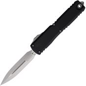 Microtech 112210 Auto Ultratech Gen III ZBP Stonewash Double Edge Dagger OFT Knife Black Aluminum Handles