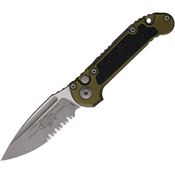 Microtech 113511APOD Auto Ludt Gen III Apocalyptic Part Serrated Button Lock Knife OD Green/Black Traction Handles