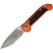 Microtech 113511APOR Auto Ludt Gen III Apocalyptic Part Serrated Button Lock Knife Orange/Black Traction Handles
