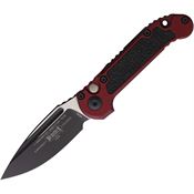 Microtech 11351MR Auto Ludt Gen III Two-Tone Button Lock Knife Merlot/Black Traction Handles