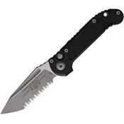 Microtech 113612AP Auto Ludt Gen III Apocalyptic Serrated Tanto Button Lock Knife Black/Black Traction Handles