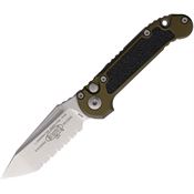 Microtech 113612OD Auto Ludt Gen III Stonewash Serrated Tanto Button Lock Knife OD Green/Black Traction Handles