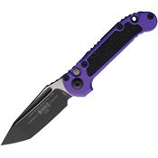 Microtech 11361PU Auto Ludt Gen III Two-Tone Button Lock Knife Purple/Black Traction Handles